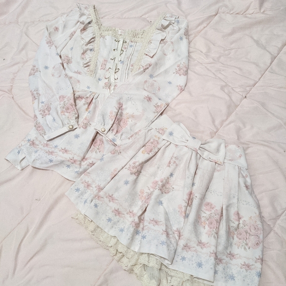 liz Lisa Tops - Liz Lisa snow princess bundle set skirt top kawaii